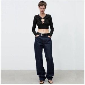 Charlotte Gainsbourg x Zara Womens Size 0 Tailored Straight Leg Jean High Rise